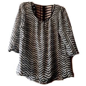 Iz Byer Chevron Ladder Blouse